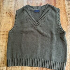 Olive Green V Neck Sweater Vest Gap S
